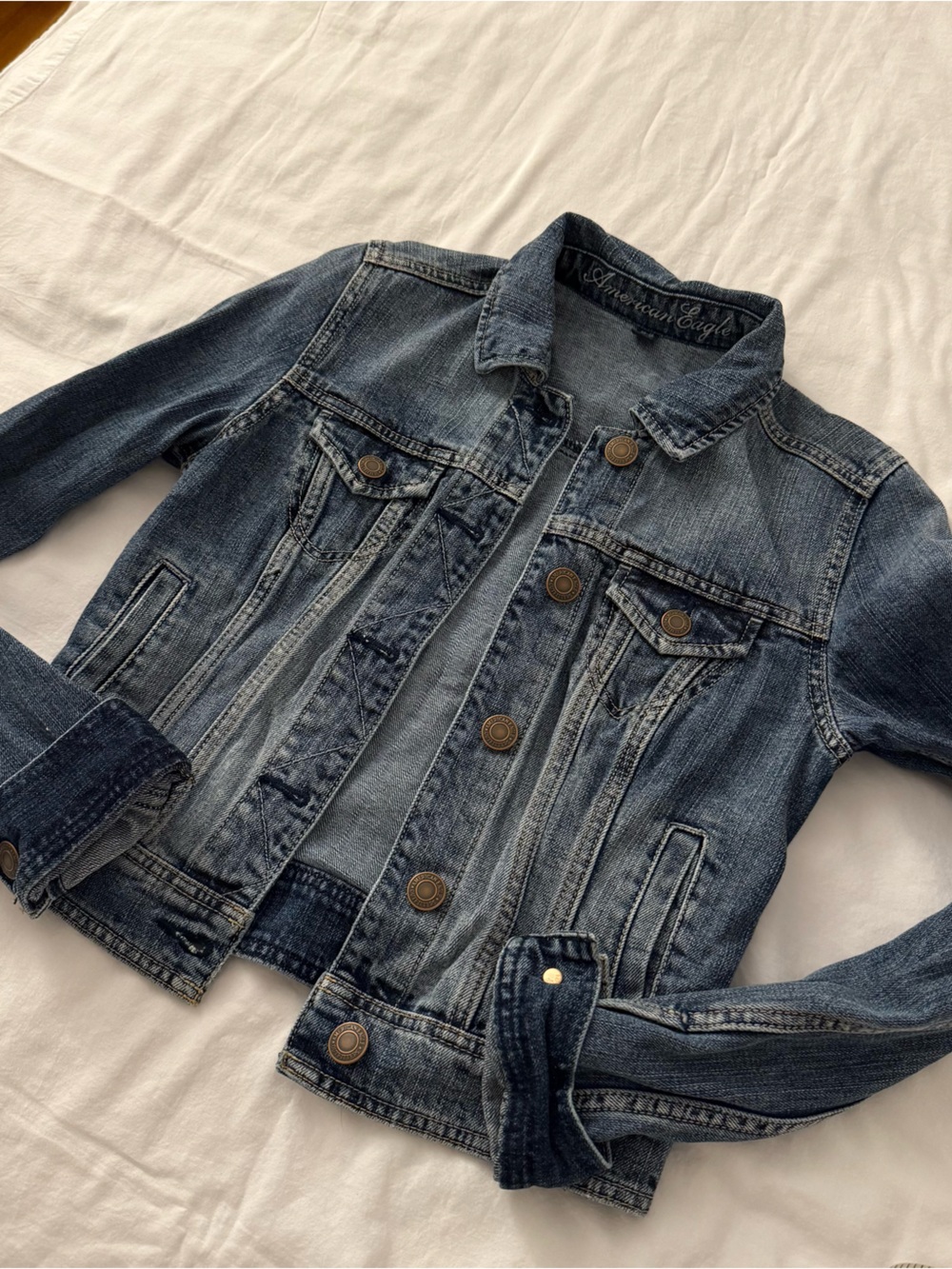 Vintage Y2K American Eagle Outfitters blue denim jacket size XS